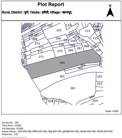 Maharashtra Bhunaksha plot report highlighting detailed boundary and measurement data