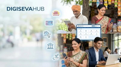 Indian citizens accessing government services digitally